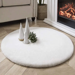 1pc Fuzzy Faux Fur Plush Area Rug for Bedroom