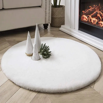 1pc Fuzzy Faux Fur Plush Area Rug for Bedroom