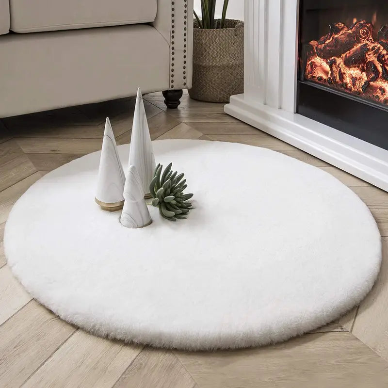 1pc Fuzzy Faux Fur Plush Area Rug for Bedroom