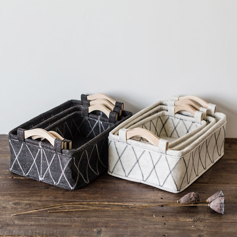 Desktop Storage Box, Felt Organizer Basket for Cosmetics