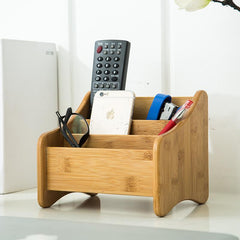 Bamboo Desktop Organizer Box for Cosmetics and Tissues
