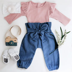 2019 New Baby Long Sleeve Triangle Bodysuit Set