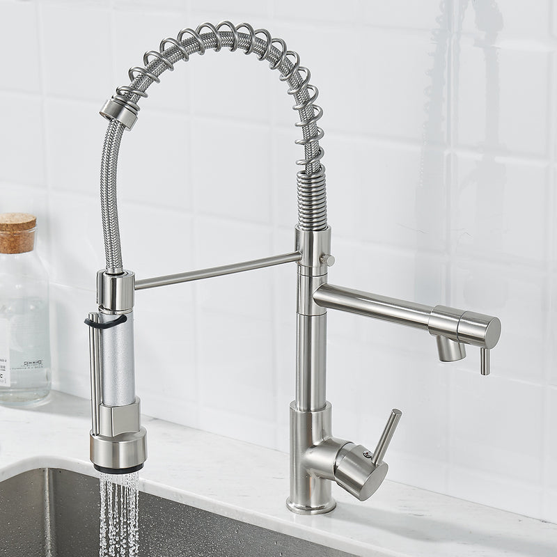 Brushed Nickel Dual-Function Kitchen Faucet