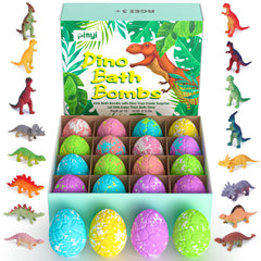 16 Pack Dinosaur Bath Bombs for Kids with Surprise Inside Dino Bath Bombs with Toys Inside for Boys Girls Toddlers Organic Kids Bath Bombs Bubble Bath Dinosaur Bath Toys Valentines Day Gift Set