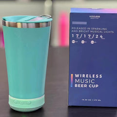 16oz Bluetooth Speaker Beer Mug - Stainless Steel Travel Cup