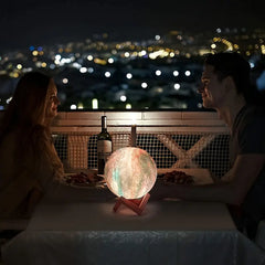 16-Color 3D LED Moon Light with Stand - Night Light